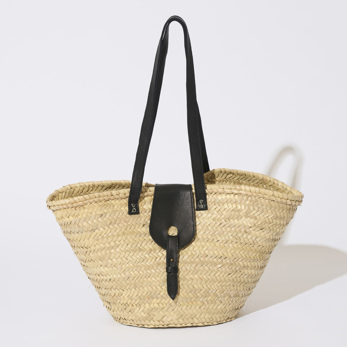 RAFFIA LEATHER FLAP BAG MIDIUM BLACK ラフィアレザー フラップバッグ