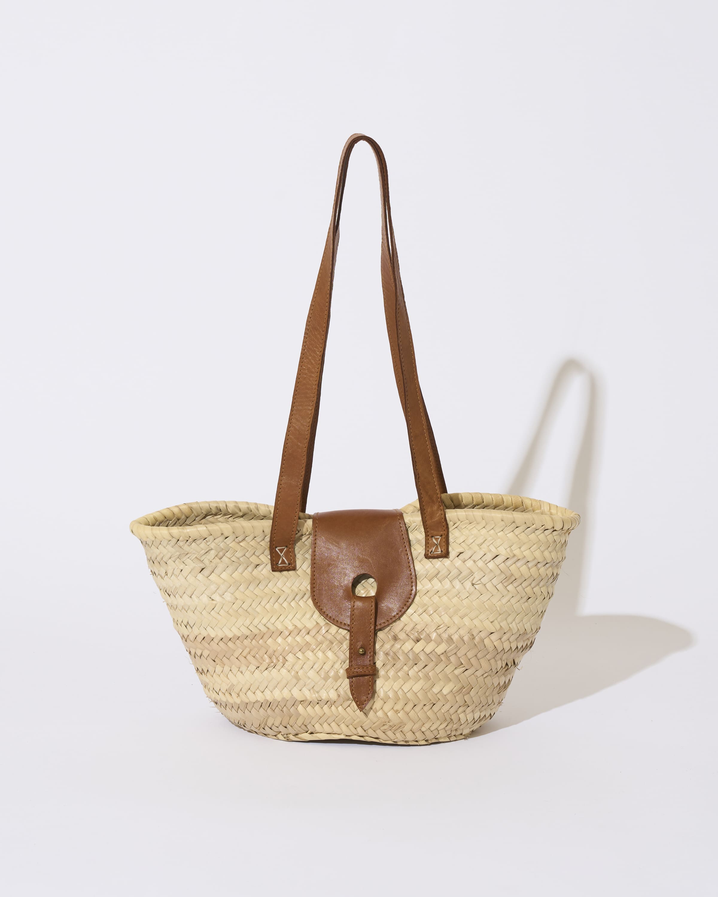 RAFFIA LEATHER FLAP BAG SMALL BROWN ラフィアレザー フラップ