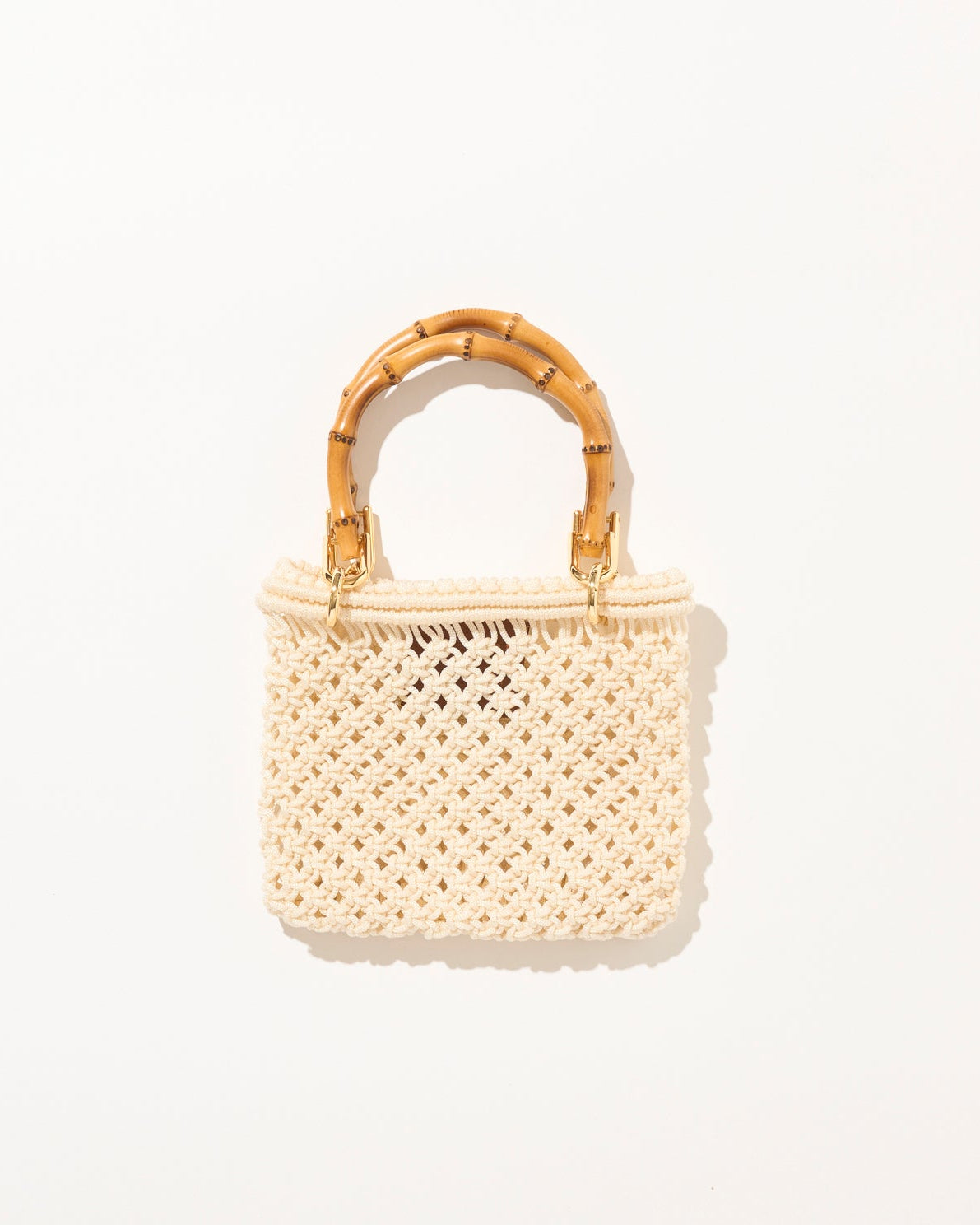 WOVEN BAMBOO HANDLE BAG SMALL IVORYウーブン バンブー ハンドル